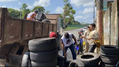 notícia: 5 toneladas de pneus são recolhidos pela SEURB